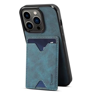 Coque iPhone 14 Pro en TPU Porte-cartes Béquille Denior - Bleu