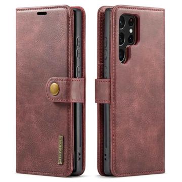 Étui Portefeuille Samsung Galaxy S23 Ultra 5G Détachable DG.Ming 2-en-1 - Vin Rouge