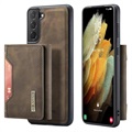 Coque Hybride Samsung Galaxy S21 FE 5G DG.Ming M2 avec Portefeuille - Café