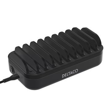 Deltaco 10 Port Charging Station - 7x USB-A & 3x USB-C - 120W - Noir