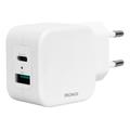 Deltaco Chargeur mural double USB - 18W USB-A & 20W USB-C - Blanc