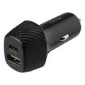 Deltaco Chargeur de voiture USB double à charge rapide - 36W - Noir