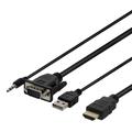 Deltaco Câble adaptateur VGA vers HDMI avec audio - 1m - Noir