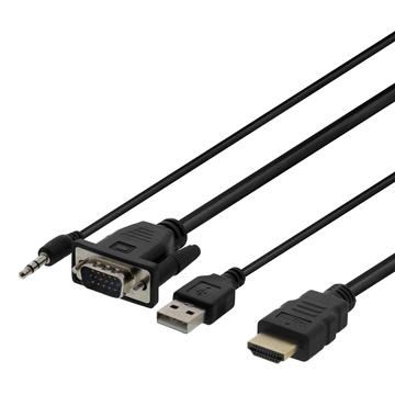 Deltaco Câble adaptateur VGA vers HDMI avec audio - 1m - Noir