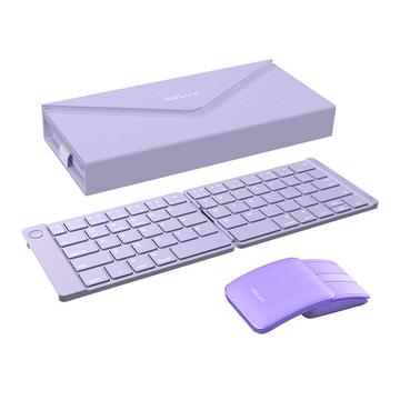 Ensemble clavier sans fil pliable Delux KF10 et souris MF10PRO - Violet