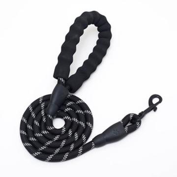 Laisse pour chien avec poignée rembourrée en EVA et fils réfléchissants - 1.5m - Noir