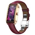 Dora T Montre connectée élégante pour femmes avec langue danoise - Rouge / Or Rose