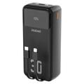 Dudao K15MAX 30000mAh Banque d'alimentation - 22.5W PD & QC Charge rapide, câbles USB-C et Lightning intégrés - Noir