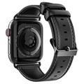 Bracelet Apple Watch Series 7/SE/6/5/4/3/2/1 en Cuir Dux Ducis - 41mm/40mm/38mm - Noir