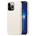 Coque iPhone 13 Pro Revêtue de Cuir Dux Ducis Roma Premium - Blanche