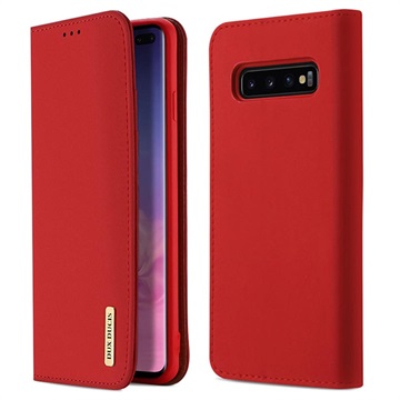 Étui Portefeuille Samsung Galaxy S10+ en Cuir Dux Ducis Wish - Rouge
