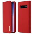 Étui Portefeuille Samsung Galaxy S10 en Cuir Dux Ducis Wish - Rouge