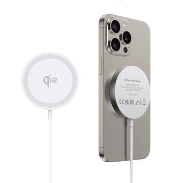 Chargeur sans fil rapide Duzzona W18 Qi2 15W - iPhone 12/13/14/15/16 - Blanc