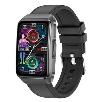 ET650 Montre intelligente avec température corporelle, moniteur de santé et appel Bluetooth - bracelet en cuir et silicone