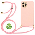 Coque iPhone 11 Pro Biodégradable avec Lanière Ligne Éco Saii - Rose