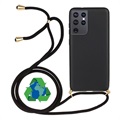 Coque Samsung Galaxy S21 Ultra 5G avec Lanière Ligne Éco Saii - Noire