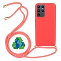 Coque Samsung Galaxy S21 Ultra 5G avec Lanière Ligne Éco Saii - Rouge