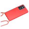 Coque Samsung Galaxy S21 Ultra 5G avec Lanière Ligne Éco Saii - Rouge