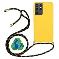 Coque Samsung Galaxy S21 Ultra 5G avec Lanière Ligne Éco Saii - Jaune