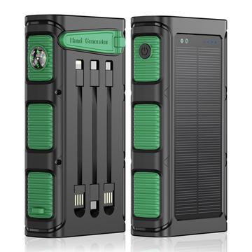 Banque d\'énergie solaire d\'urgence à manivelle avec lumière SOS, boussole - 30000mAh