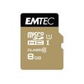 Emtec Gold+ Carte mémoire MicroSDHC avec adaptateur ECMSDM8GHC10GP - 8GB