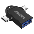 Adaptateur en T USB 3.0 vers MicroUSB et USB-C Goobay - Blanc