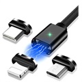 Câble Magnétique 3-en-1 Essager - USB-C, Lightning, MicroUSB - 2m - Noir
