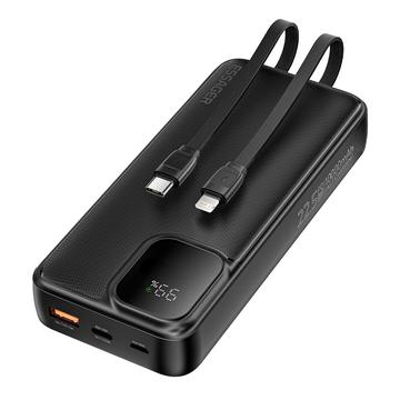 Essager Digital Display 20000mAh Power Bank avec câbles Type-C et Lightning - 22.5W - Noir