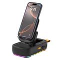 F15 Support de téléphone pliable 3-en-1 avec haut-parleur Bluetooth et banque d'alimentation 1200mAh