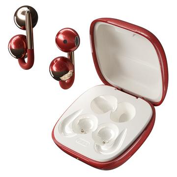 F22 Clip d\'oreille OWS Casque sans fil avec réduction du bruit ENC et Bluetooth 6.0 - Rouge