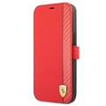 Étui Portefeuille iPhone 13 Pro Max Ferrari On Track Carbon Stripe - Rouge