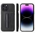 Fierre Shann Coque iPhone 14 Pro Max Revêtue avec Béquille et Porte-Cartes