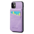 Coque Hybride iPhone 11 avec Revêtement Fierre Shann avec Porte-Cartes et Support - Violette