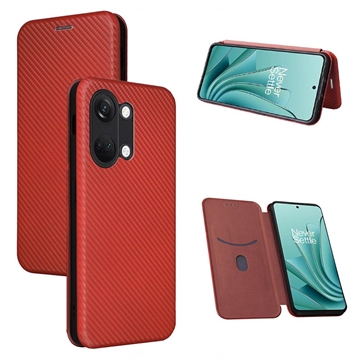 Étui à Rabat OnePlus Ace 2V/Nord 3 - Fibre de Carbone