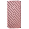 Étui à Rabat Samsung Galaxy A22 5G, Galaxy F42 5G - Fibre de Carbone - Rose Doré