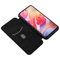 Étui à Rabat Xiaomi Redmi Note 10 5G - Fibre de Carbone - Noir