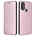 Étui à Rabat Motorola Moto E30/E40 - Fibre de Carbone - Rose Doré