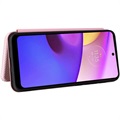 Étui à Rabat Motorola Moto E30/E40 - Fibre de Carbone - Rose Doré