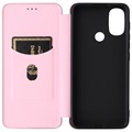 Étui à Rabat Motorola Moto E30/E40 - Fibre de Carbone - Rose Doré