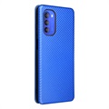 Étui à Rabat Motorola Moto G51 5G - Fibre de Carbone - Bleu