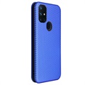 Étui à Rabat OnePlus Nord N10 5G - Fibre de Carbone - Bleu