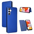 Étui à Rabat Samsung Galaxy A14/A14 5G - Fibre de Carbone - Bleu
