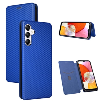Étui à Rabat Samsung Galaxy A14/A14 5G - Fibre de Carbone - Bleu