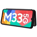 Étui à Rabat Samsung Galaxy M33 - Fibre de Carbone - Noir