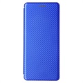 Étui à Rabat Sony Xperia 1 III - Fibre de Carbone - Bleu