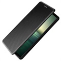 Étui à Rabat Sony Xperia 1 IV - Fibre de Carbone - Noir
