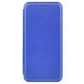 Étui à Rabat iPhone 13 Mini - Fibre de Carbone - Bleu