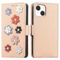 Étui Portefeuille iPhone 14 Série Flower Decor - Beige