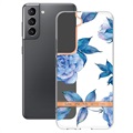 Coque Samsung Galaxy S22 5G en TPU - Série Flower - Pivoine Bleue