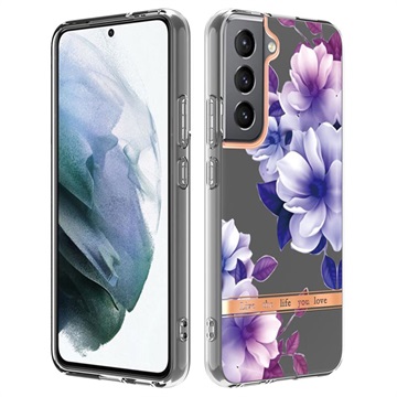 Coque Samsung Galaxy S22 5G en TPU - Série Flower - Bégonia Violet